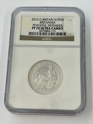 2012 Great Britain $1PND NGC PF70 Ultra Cameo Peaceful Defender - Image 1 of 2