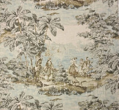 COVINGTON BOSPORUS 197 FLAX BEIGE RENAISSANCE TOILE LINEN FABRIC BY YARD 54"W - Image 1 of 4