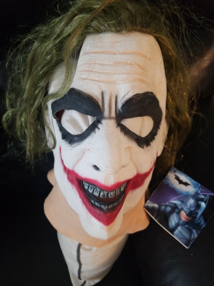 Batman-Dark Knight Joker Latex Mask W/ Hair, Adult 1 Size NEW W/TAG Halloween  - Image 1 of 4