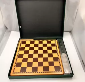 Cardinal 2000 The Oakmont Collection Checkers Set Green White Glass pieces - Picture 1 of 7