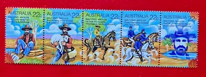 1980 Australian Waltzing Matilda Tenant Strip 5x22c Stamps - Picture 1 of 2