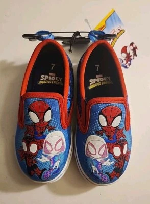 Новый Marvel SPIDEY и удивительные друзья Spiderman синий надевающийся туфли малыш размер 7 - Изображение 1 из 4