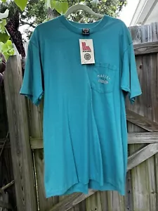1996 NWT Harley Davidson Marietta OH HOLOUBEK pocket TEE Teal T Shirt NOS XL - Picture 1 of 10