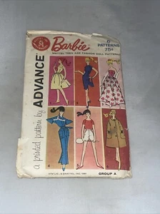 Vintage Barbie Advance Printed Sewing Pattern 1961 Group A Doll Clothes Outfits - Picture 1 of 1