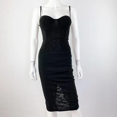 Vestido Corsé Colección MISHA Negro Sin Mangas Talla XS Hasta la Rodilla Vamp Cóctel Foto 1 de 4