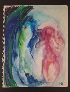 Fine Pens on cardboard paper signed MB , rare art from 60s - Picture 1 of 4