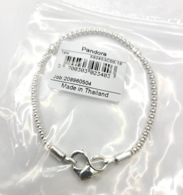 Pandora Moments Sterling Studded Chain Heart Clasp Bracelet  592453C00-18 7.1" - Image 1 of 4