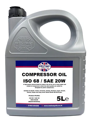 WESTWAY LUBRICANTS LTD Piston Air Compressor Oil ISO 68 4000 Hours 5 Litres