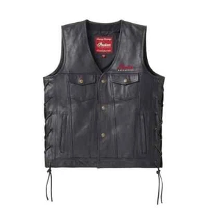 Chaleco de cuero para motociclista Anaaz chaleco de turismo negro de cuero de vaca motocicleta para hombre - Imagen 1 de 3