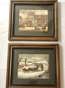 Henry Alken Prints 2 Set Framed Hunts Coaches Snowing Winter Catalda Fine Art - Picture 1 of 12