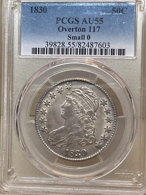 1830 capped bust half dollar small o Overton 117 PCGS AU55 (UPGRADE) - Image 1 of 4