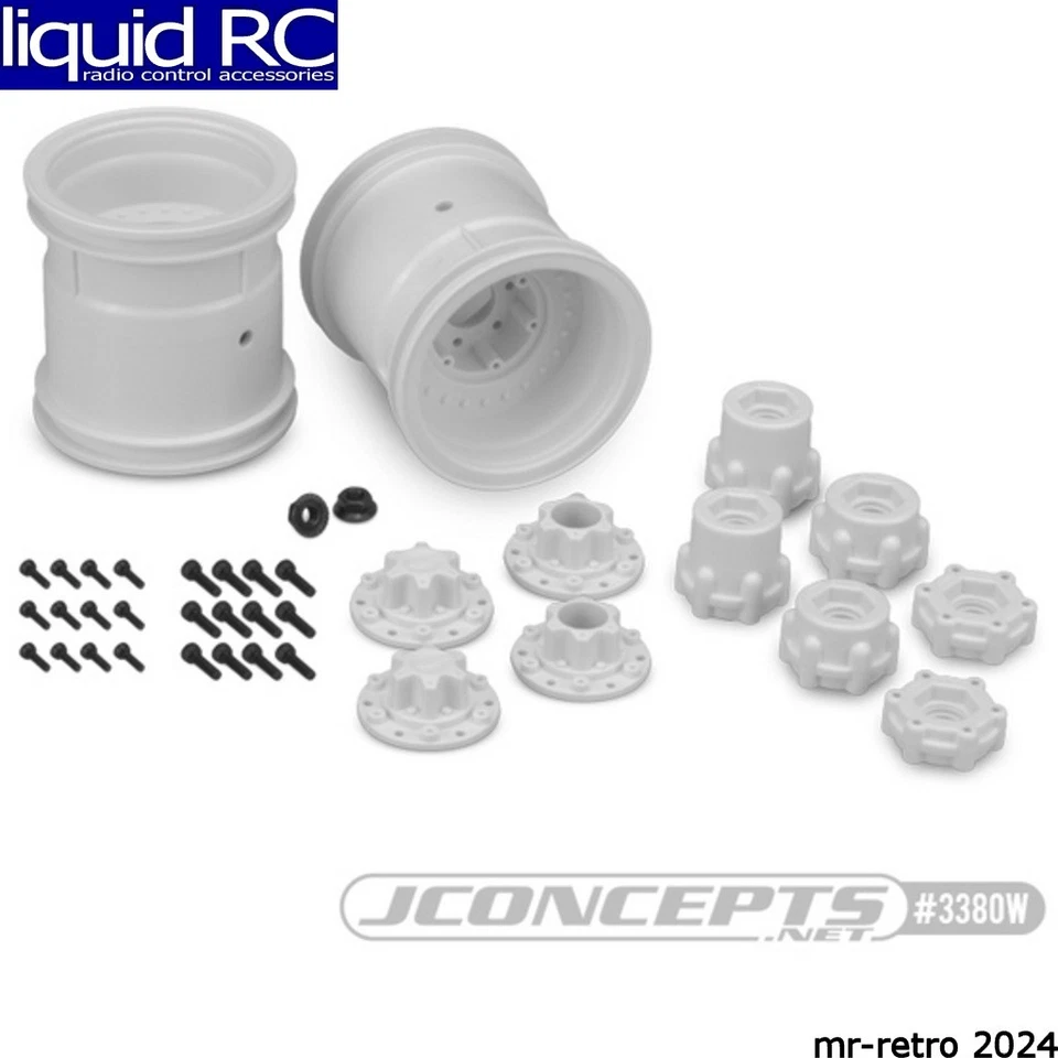 JConcepts 3380W Midwest 2.2 Mt 12mm Hex Wheel W/ Adaptors White 2pc. - Image 1 of 1