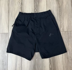 Nike Tech schwarz gewebte Sportshorts Kordelzug/Reißverschluss Herren Small  - Bild 1 von 9