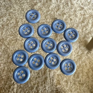 14 Vintage Light Blue 1/2" 4 Hole Sew Through Buttons Sewing Crafts - Picture 1 of 4