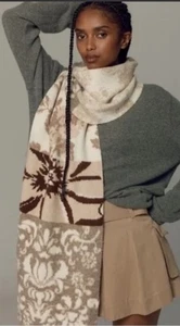 Anthropologie Neu mit Etikett Mariel Schal neutrales Muster braun beige Farben stilvoll warm - Bild 1 von 9