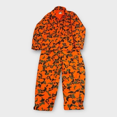 Woolrich Hunting Suit XXL Blaze Orange Camo Camoflauge 90s Jacket Pants Set Rare - Image 1 of 4