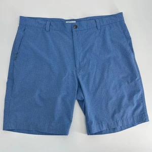 Peter Millar Men's Blue Gingham Pattern Golf Shorts Size 38 Polyester Spandex - Picture 1 of 9