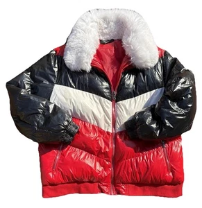 Jordan Craig Herren 3XL Puffer Jacke rot-weiß Kunstfellkragen RETRO Streetwear - Bild 1 von 13