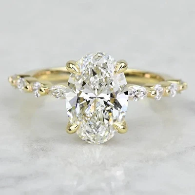 3.20 Ct Oval-Cut VS1/G Lab Grown Diamond Solitaire Wedding Ring 14k Yellow Gold - Image 1 of 4