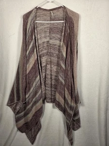 Free People Poncho Cardigan Small Oversize Baggy The Big Trail Knit Linen Boho  - Picture 1 of 6