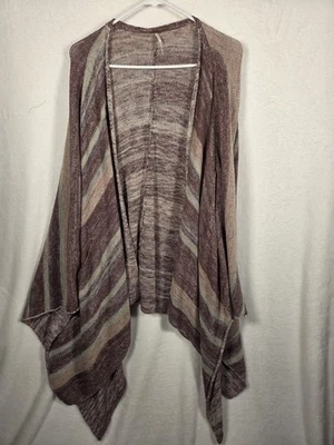Cárdigan Poncho Free People Pequeño Gran Tamaño Suelto The Big Trail Tejido Lino Boho  Foto 1 de 4