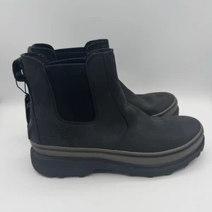 NUEVAS Botas Sorel Para Hombre 10 Carson Cuero Negro Gamuza Impermeable Tobillo Chelsea - Imagen 1 de 11