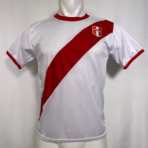 Peru National Soccer Team White Red Jersey Men's SMALL - Picture 1 of 9