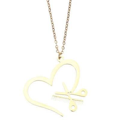  Herz Halskette Frauen Schere Halskette Kamm Anhänger Halskette Friseur Juwely - Bild 1 von 4