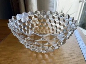 Große Art Deco 9" Dia Fostoria American Cube schwere Glas Obstschale "Ananas" - Bild 1 von 6