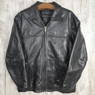 Men’s Andrew Marc Marc New York Black Leather Jacket Size XL Bomber Side Buckles - Image 1 of 4