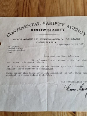 Zirkus Cirque Circo Circus Schriftverkehr Agentur original aus Nachlass - Bild 1 von 2