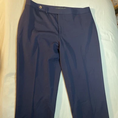 RALPH LAUREN Pant Women's 8 Navy Straight Leg Cotton Flat Front Black Label EUC - Image 1 of 4