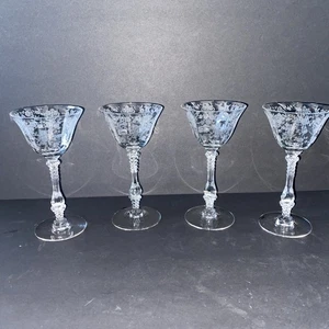 4 Cambridge Rose Point Clear 3121: Liquor Cocktail Glasses 6" Tall - Picture 1 of 7
