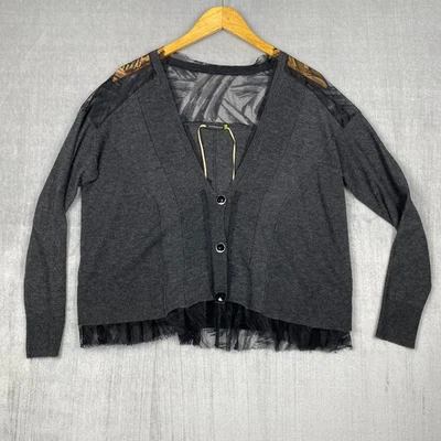 Cárdigan para mujer Leifsdottir pequeño gris mezcla de lana malla caprichoso hada grunge Foto 1 de 4