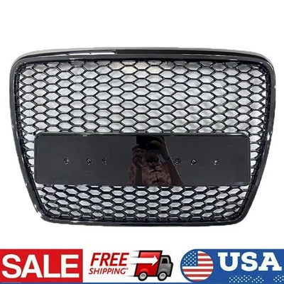 Front Honeycomb Bumper Grill Grille Black For Audi A6 C6 2004-2008 Pre-Facelift - Image 1 of 4
