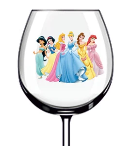 12x Disney Princess Colourful Wine Glass Bottle Tumbler Van Vinyl Sticker Decal - Picture 1 of 3