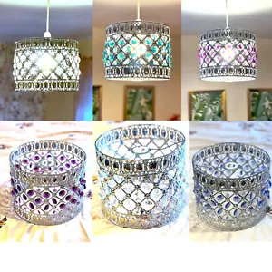 Moda Gem Ceiling Light Shade Sparkle Effect Pendant Crystal Beads Universal Fit - Picture 1 of 25