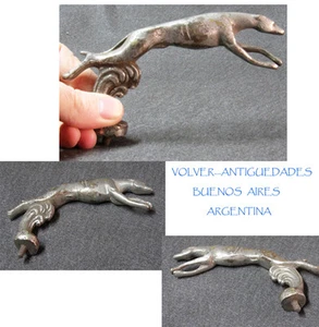 Unusual running Greyhound bronze nickel plated car mascot radiator cap 15 x 8 cm - Picture 1 of 5