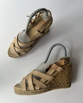 Sandalias alpargata de cuña de cuero beige Marc Jacobs, talla 39 Foto 1 de 4
