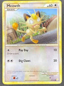 Pokémon Meowth 75/123 HS HeartGold & SoulSilver NM - Picture 1 of 2