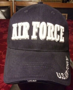 NWOT UNISEX USAF U.S. AIR FORCE ADJUSTABLE HAT IN BLACK RL 9 - Picture 1 of 9