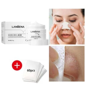 Removedor de espinillas LANBENA crema nariz facial máscara planta acné tiras dama N1X8
