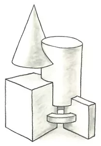 Geometric Constructivism 3d pencil drawing artist Jerome Cadd "solids two" - Picture 1 of 4