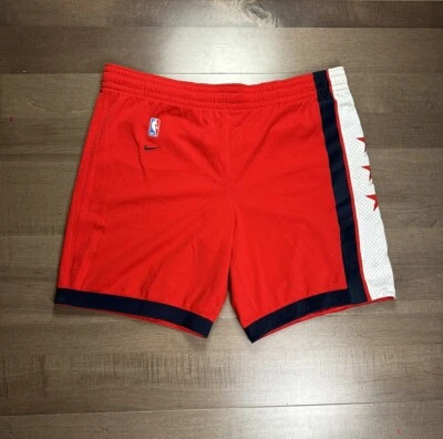Vintage Nike Mens Size Large New Jersey Nets NBA Rewind 1980 Shorts Stars Red - Image 1 of 4