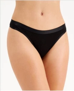 Jenni No Show Thong Underwear Panties Classic Black NEW Size Large 95% Cotton - Picture 1 of 5
