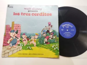 Los Tres Pigs WALT DISNEY 1969 cuento Y canciones - LP vinyl 12 " G+ - Picture 1 of 5