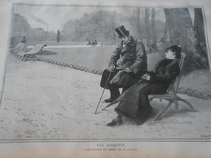 Gravure 1881 - Une conquête composition de M. Dagnan - Foto 1 di 1
