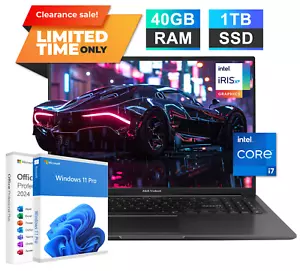 2025 ASUS Vivobook 16" Laptop 10-Core Intel i7-1355U 40GB RAM 1TB SSD Win 11 Pro - Picture 1 of 11