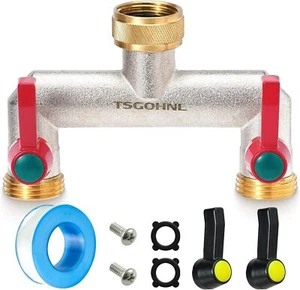Brass Garden Hose Splitter,Outdoor Frostproof Faucet Splitter,2 - Picture 1 of 6