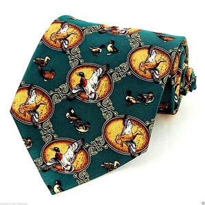 Mallard Ducks Men's Necktie Duck Bird Nature Wildlife Animal Silk Green Neck Tie - Picture 1 of 4